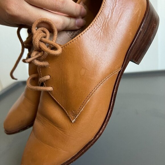 Madewell The Jess Brown Leather Lace-Up Pointy Toe Oxfords Women's Size 7 - Picture 5 of 12
